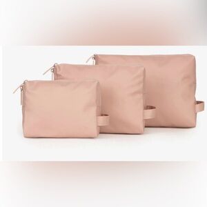 Water Resistant Zippered Pouch Set (3
Pieces) in Pink Sand